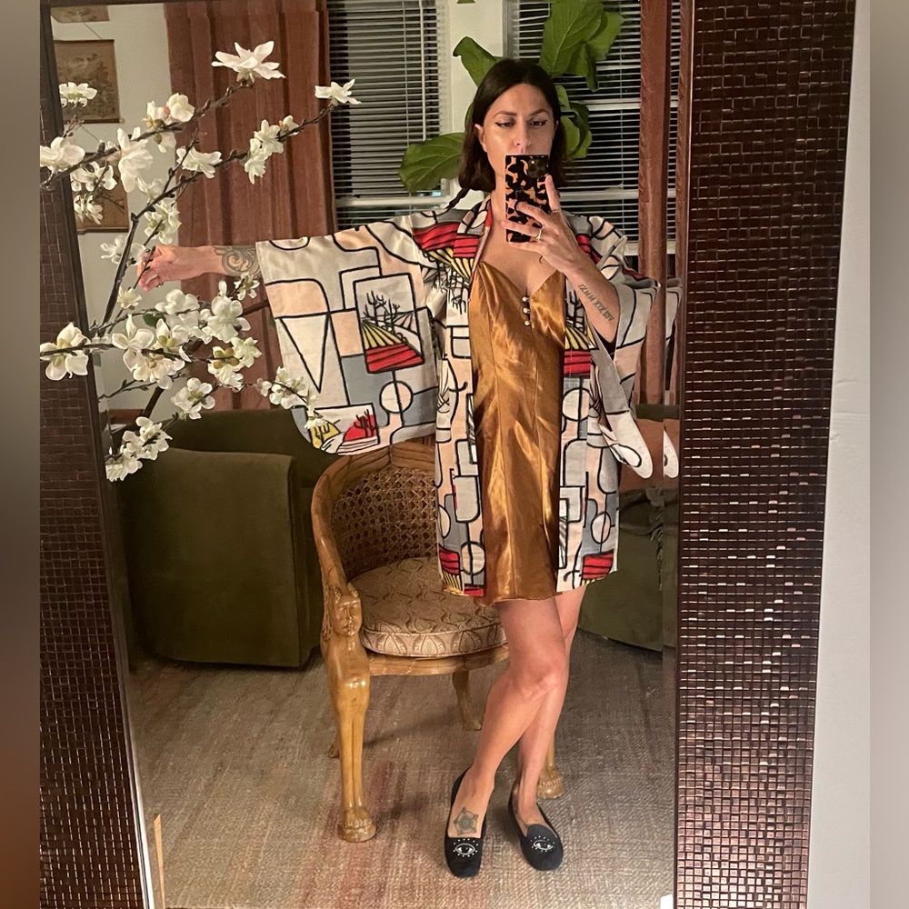 Antique vintage silk kimono floral Kyoto bold cartoon style Haori coat jacket
